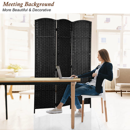 3-Panel Room Divider, 6 ft Office Partition Walls Wood Divider Folding Portable Privacy Screen, Room Dividers and Folding Privacy Screens for Home, Room Separator Wall Dividers,Black