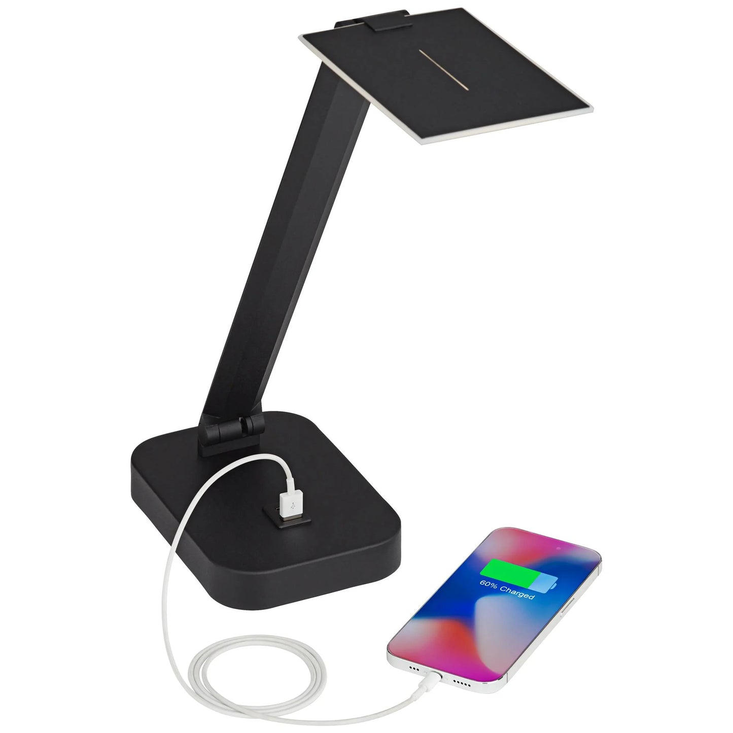 Possini Euro Design Rayven 22" High Modern Desk Lamp Adjustable Height LED USB Port Black Finish Metal Single Home Office Charging