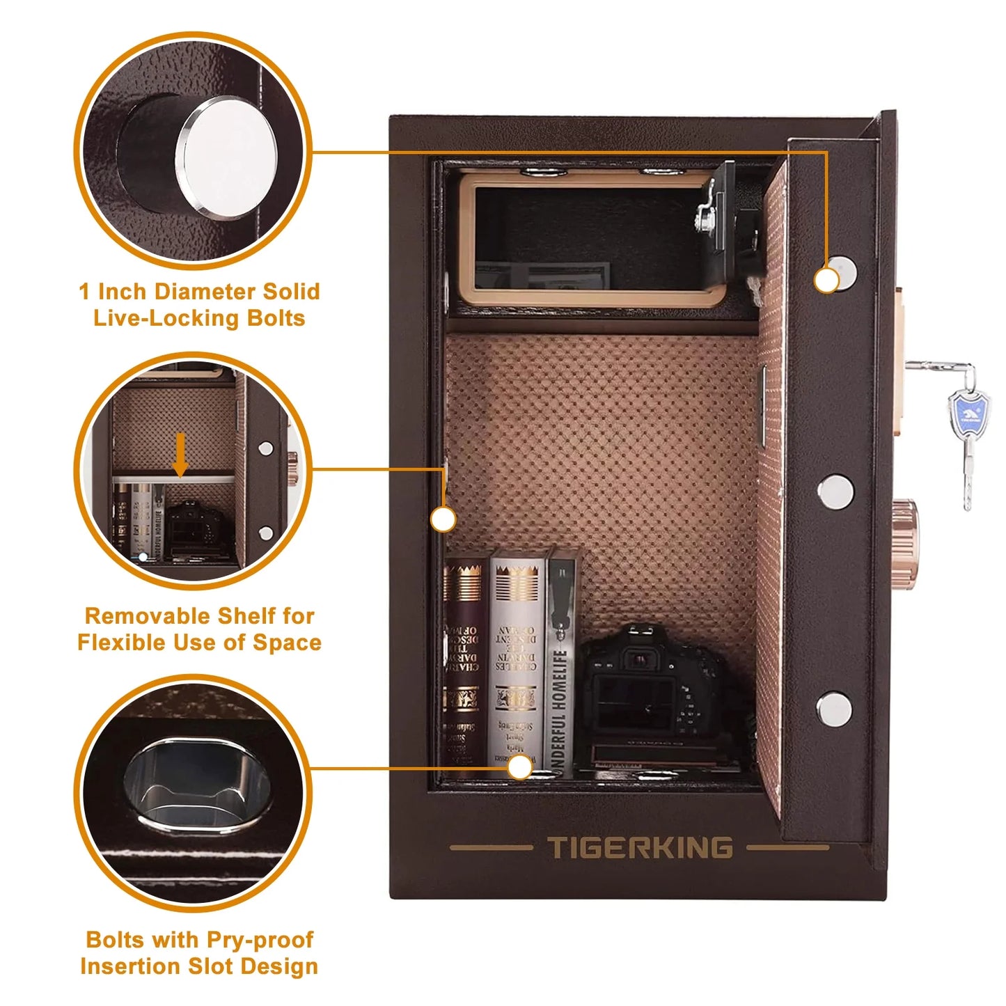TIGERKING Safe Box 3.47 Cubic Feet, Double Large Safety Key Lock and Password Safes for Home Office
