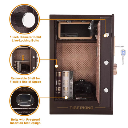 TIGERKING Safe Box 3.47 Cubic Feet, Double Large Safety Key Lock and Password Safes for Home Office