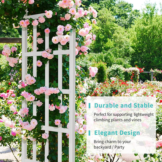 VINGLI Garden Arbor 86.22" White PVC Arch Trellis, Weather-Resistant for Climbing Plants