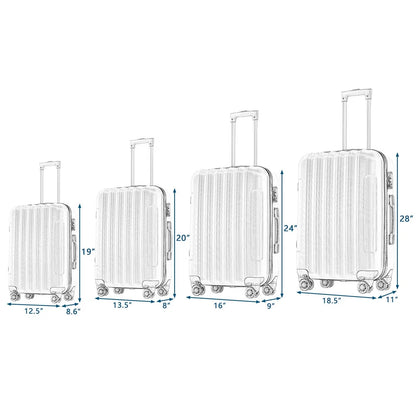 Yardi Yard 4-Piece Fashional Luggages, Luggage with Universal Wheel and Aluminium Alloy Tie Rod Handle, 4-in-1 Vertical Pattern Luggage Set for Outdoor Travel, Black