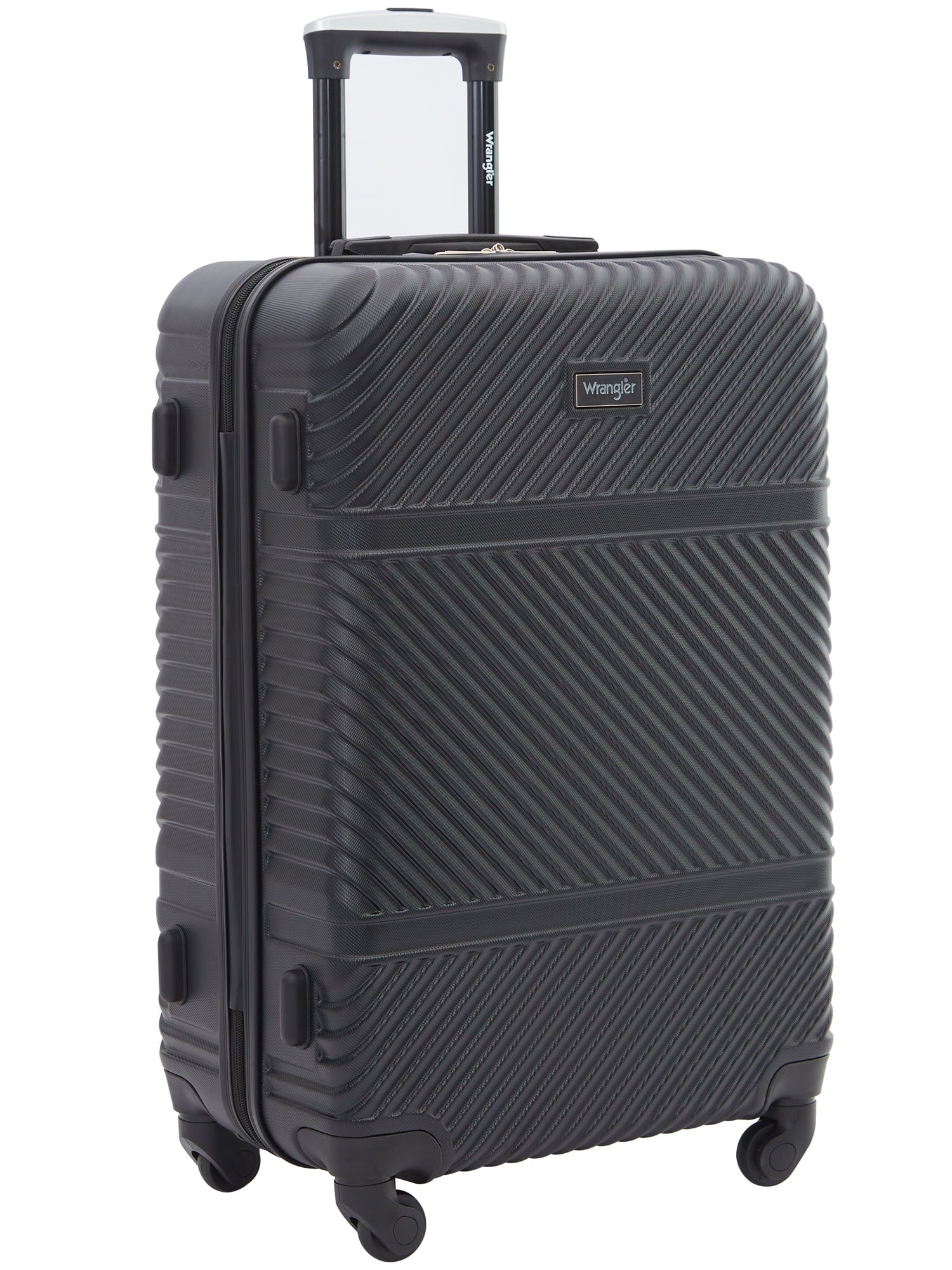 Wrangler 4 Pc Hardside Spinner Luggage Set with 20" & 25" Suitcases and Packing Cubes, Black