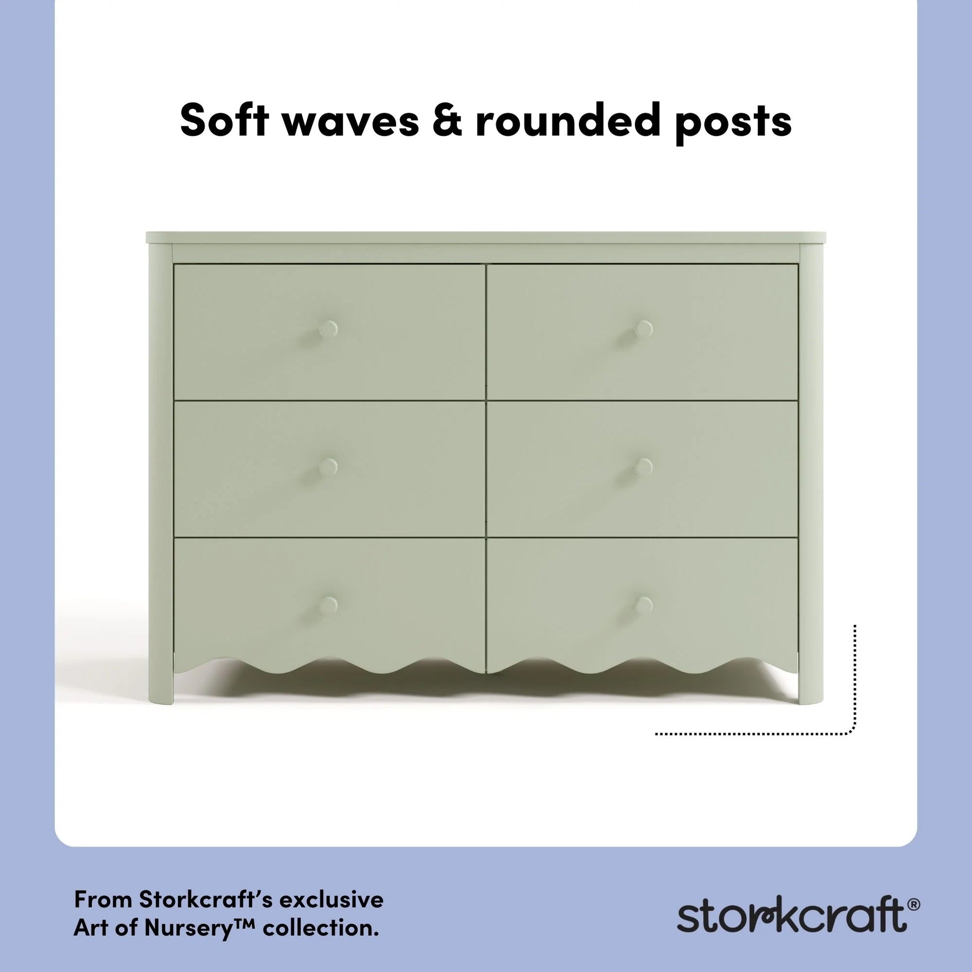 Storkcraft Casablanca 6 Drawer Nursery Dresser, Sage