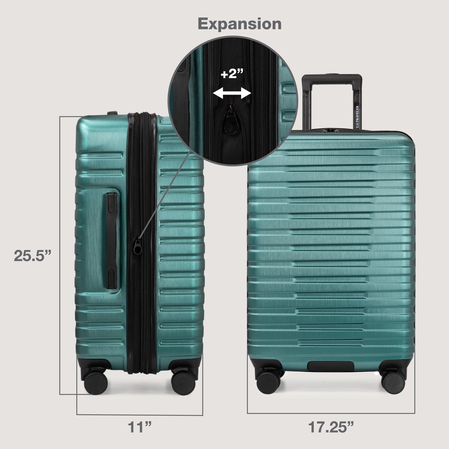 U.S. Traveler Boren Hardside Rugged Spinner Luggage, Teal, 26" Checked Medium