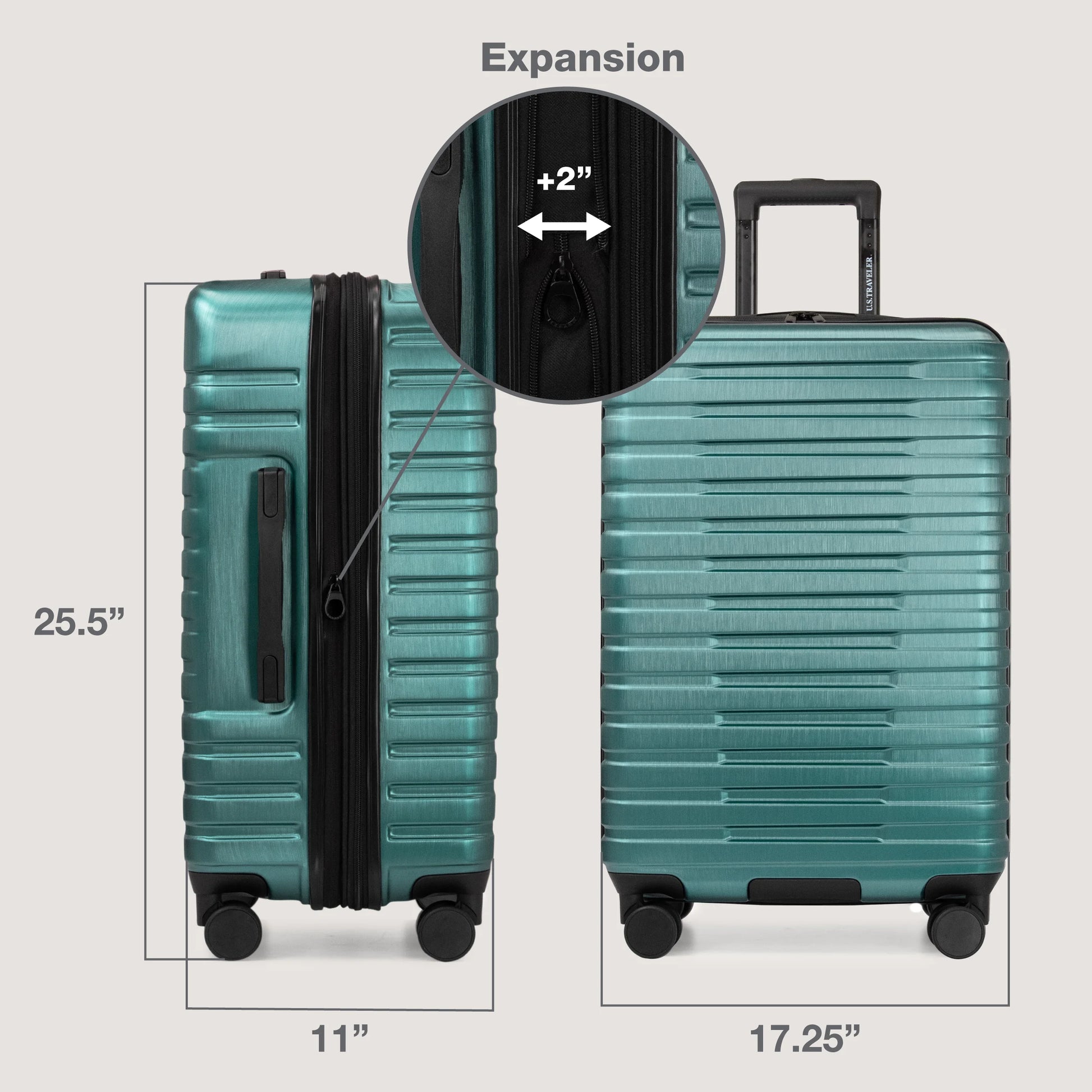 U.S. Traveler Boren Hardside Rugged Spinner Luggage, Teal, 26" Checked Medium