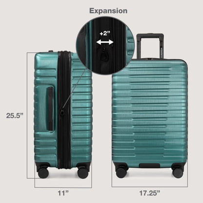 U.S. Traveler Boren Hardside Rugged Spinner Luggage, Teal, 26" Checked Medium