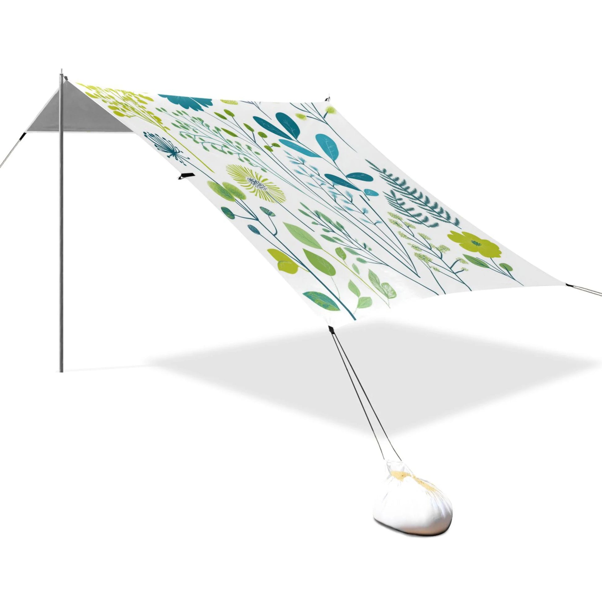 Beach Tent Beach Canopy 9.2x10.5Ft Beach Tent Sun Shelter Outdoor Canopy with Carry Bag for Camping, Backyard and Picnics Blue-green Plants