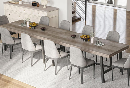 70 Inch Farmhouse Dining Table for 6 to 8, Large Rectangular Dinner Table for Dining Room, Home Office, Living Room, Gray