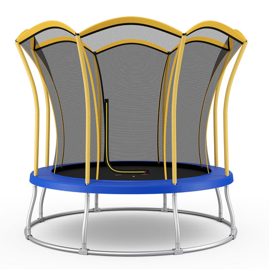 Gymax 8FT Certified Recreation Trampoline w/Exclusive Flower Shape Enclosure Net Yellow
