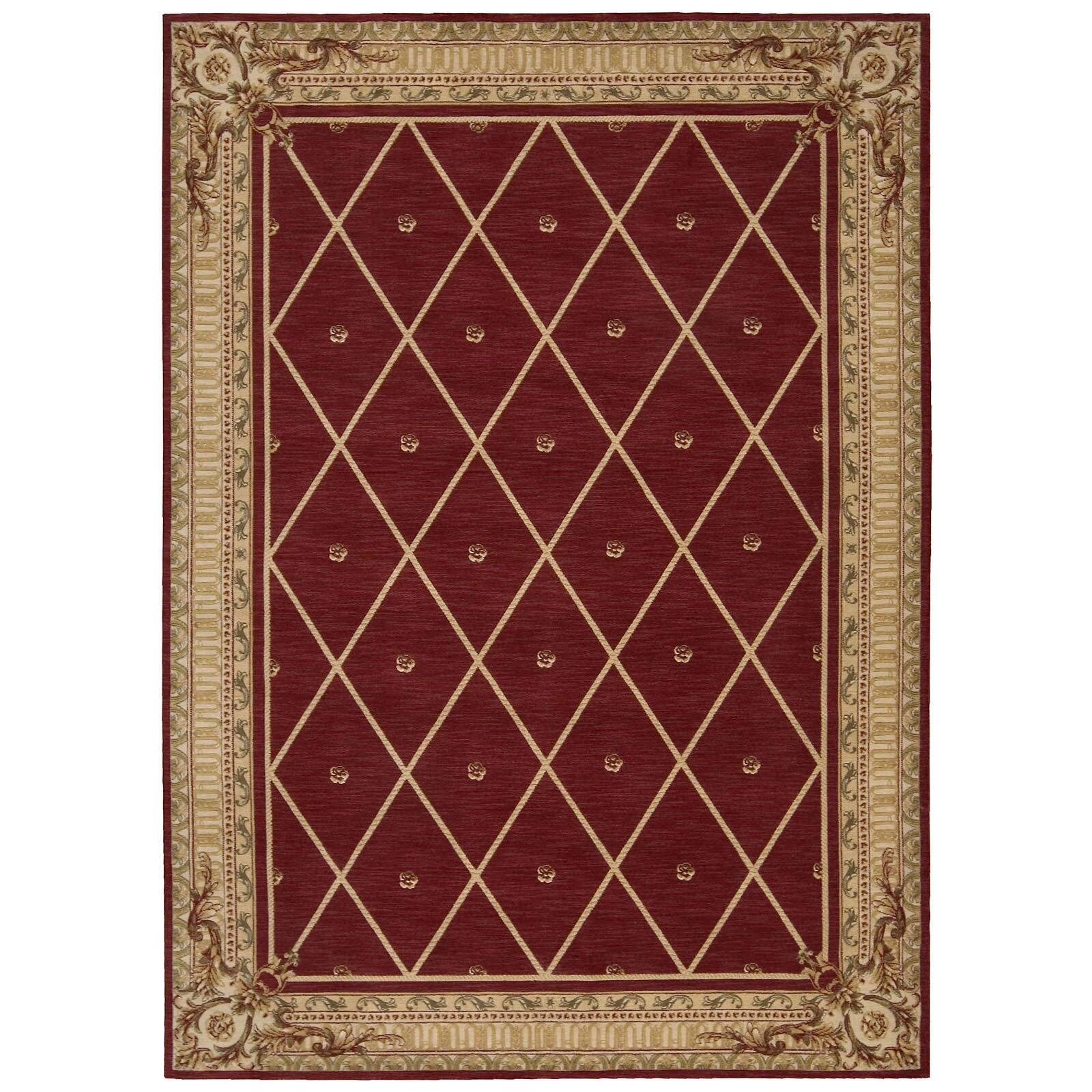 Nourison Ashton House Wool Area Rug Red 3'6" x 5'6" Latex Free Wool Border 6' Runner Runner, Indoor Living Room