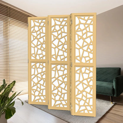 VINGLI 70'' H Room Divider, Non-Woven Fabric Privacy Screen, Indoor Partition Wall Dividers, Freestanding Hinged Space Separator with Modern Unique Pattern
