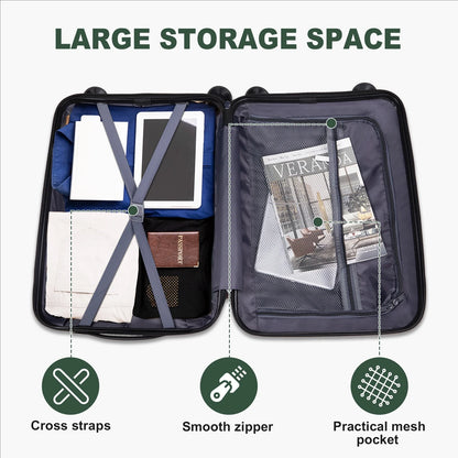Zimtown 3 Piece Suitcases, PP Hard Shell Suitcase 20" 24" 28" Luggage Sets Double Wheels with TSA Lock, Dark Gray