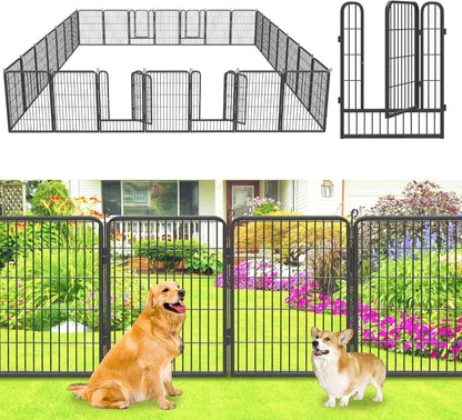 Jhsomdr Garden Fence Outdoor 22ft(L)32in(H) No Dig Fence Panels with Gate, 10 Panels Decorative Garden Fencing Metal Animal Barrier Fence Flower Bed Fencing for Patio Backyard