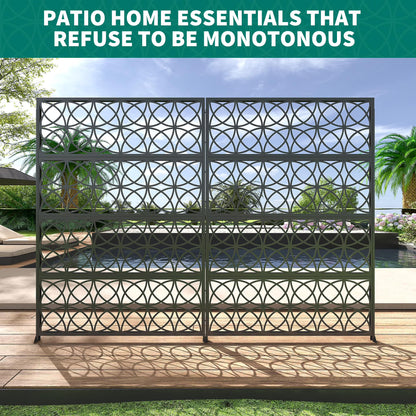 Accreate Decorative Wrought Privacy Screen - Easy Snap-Together Room Divider for Indoor/Outdoor Use, Breathable Wind-Resistant Partition with Anti-Tip Base (6x3.8ft)