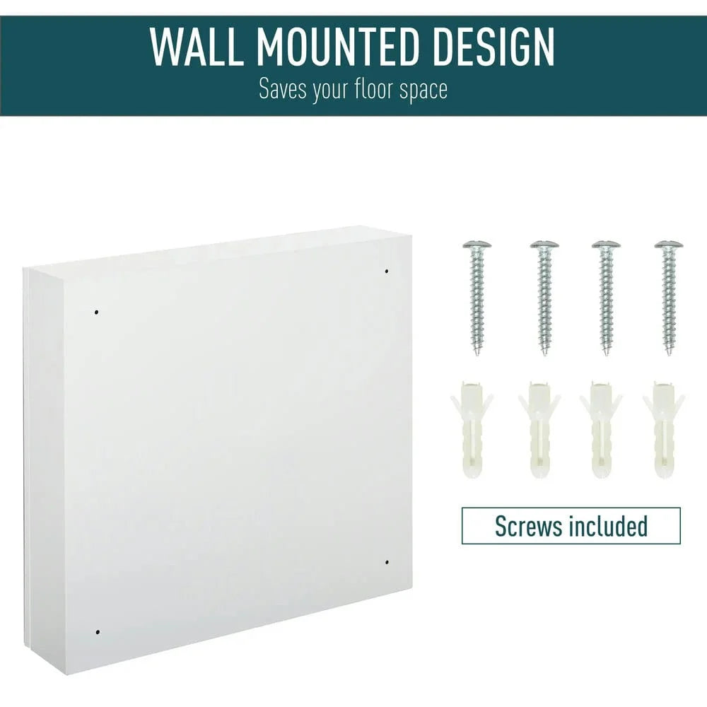 Spaco Bathroom Mirrored Cabinet with Double Doors, 24"x22" Steel Frame Medicine Cabinet, Wall-Mounted Storage Organizer, White