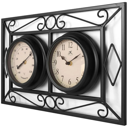 Infinity Instruments 20108BK-TC The Bookend Outdoor Hanging Clock/Thermometer