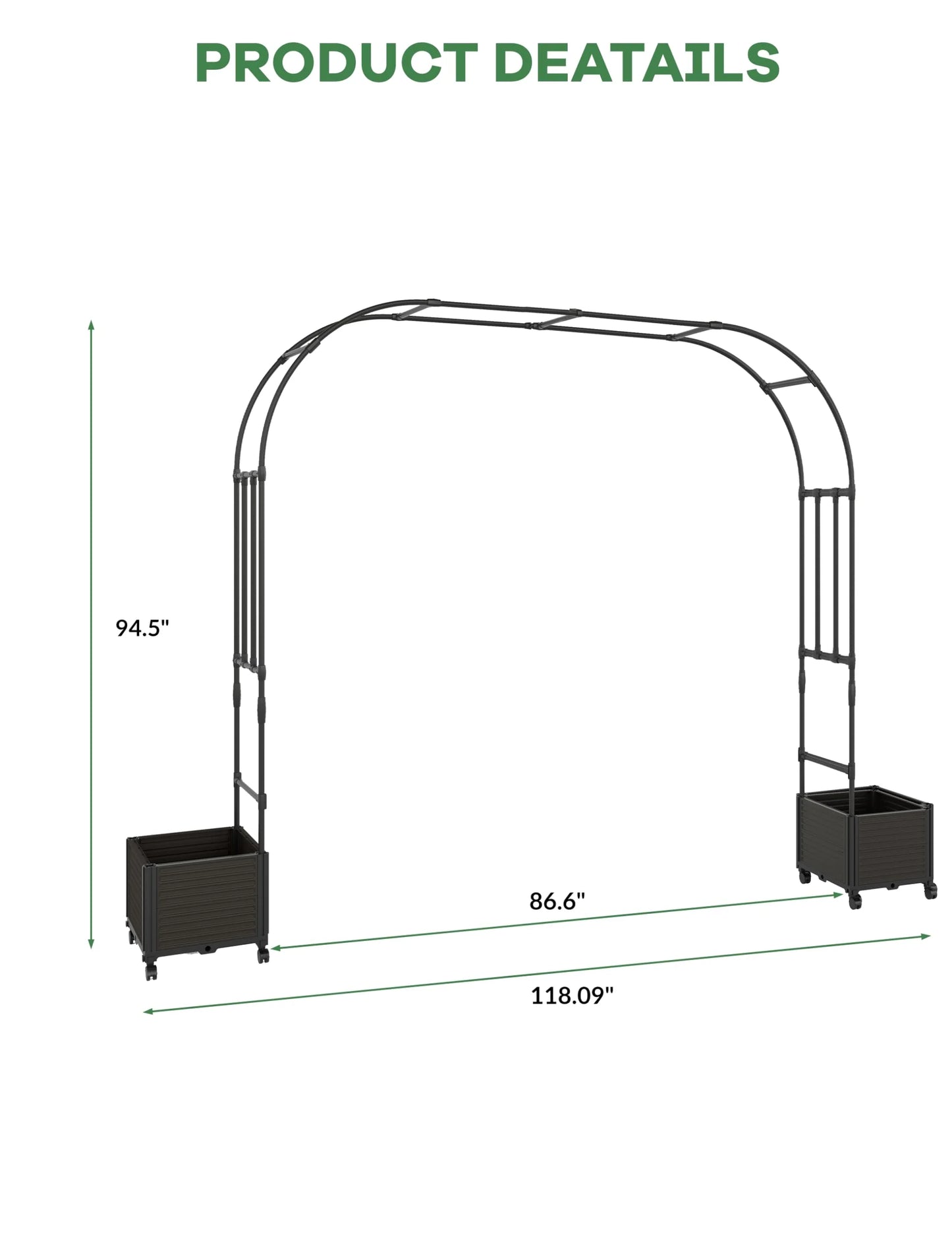 Riedhoff Span 47.2" Steel Garden Arch Trellis for Climbing Plants,Outdoor Garden Arbors and Arches