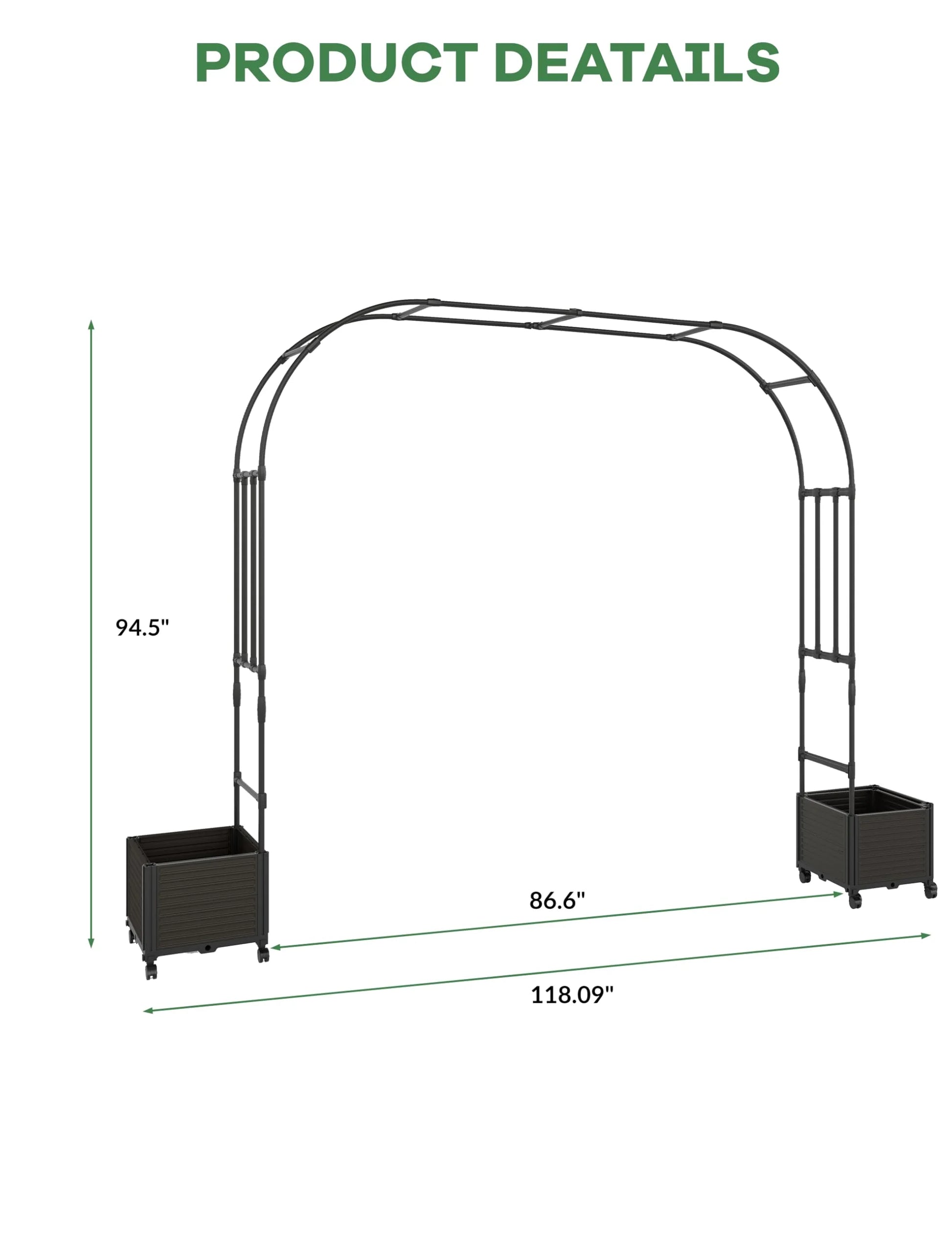 Riedhoff Span 47.2" Steel Garden Arch Trellis for Climbing Plants,Outdoor Garden Arbors and Arches