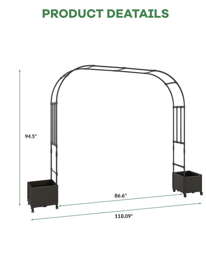 Riedhoff Span 47.2" Steel Garden Arch Trellis for Climbing Plants,Outdoor Garden Arbors and Arches