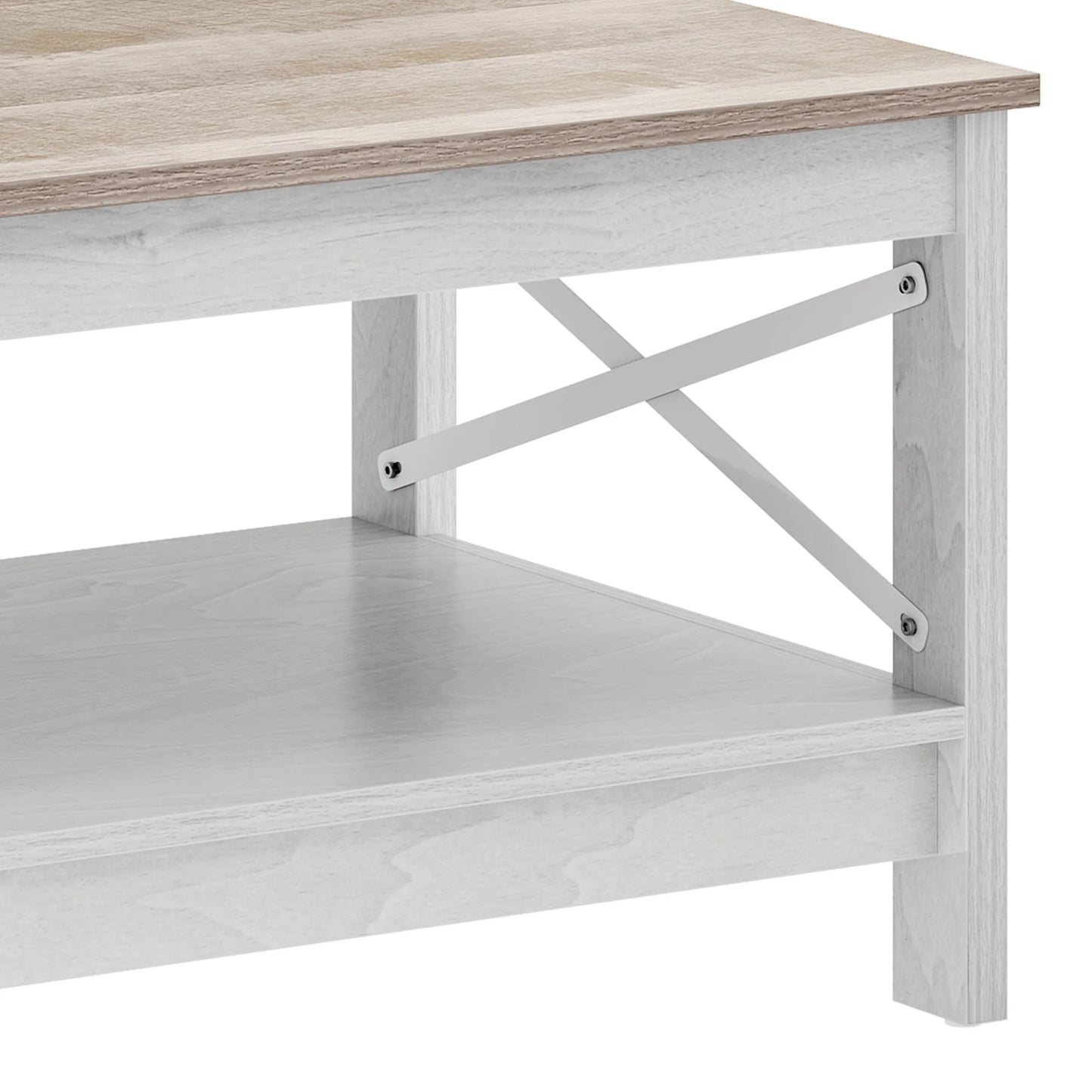 Wooflex Rustic Wood Coffee Table with 2-Tier Storage Shelf, Rectangle Design for Living Room or Home Office