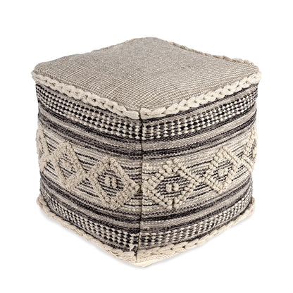 REDEARTH ? Tufted Pouf Ottoman with Filler Textured Storage Cube Bean Bag Pouffe Footrest for Living Room, Bedroom, Nursery, Kidsroom; 100% Cotton (17.5"X17.5"X17.5", Diamond Virgule)
