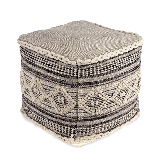 REDEARTH ? Tufted Pouf Ottoman with Filler Textured Storage Cube Bean Bag Pouffe Footrest for Living Room, Bedroom, Nursery, Kidsroom; 100% Cotton (17.5"X17.5"X17.5", Diamond Virgule)