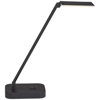 Possini Euro Design Rayven 22" High Modern Desk Lamp Adjustable Height LED USB Port Black Finish Metal Single Home Office Charging