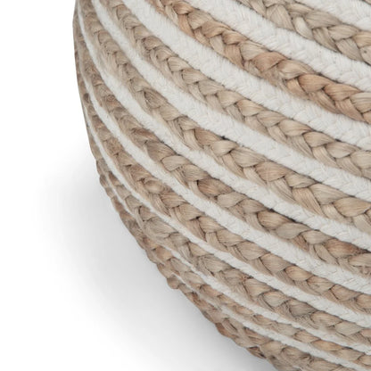Simpli Home Yolanda Round Pouf in Natural Jute