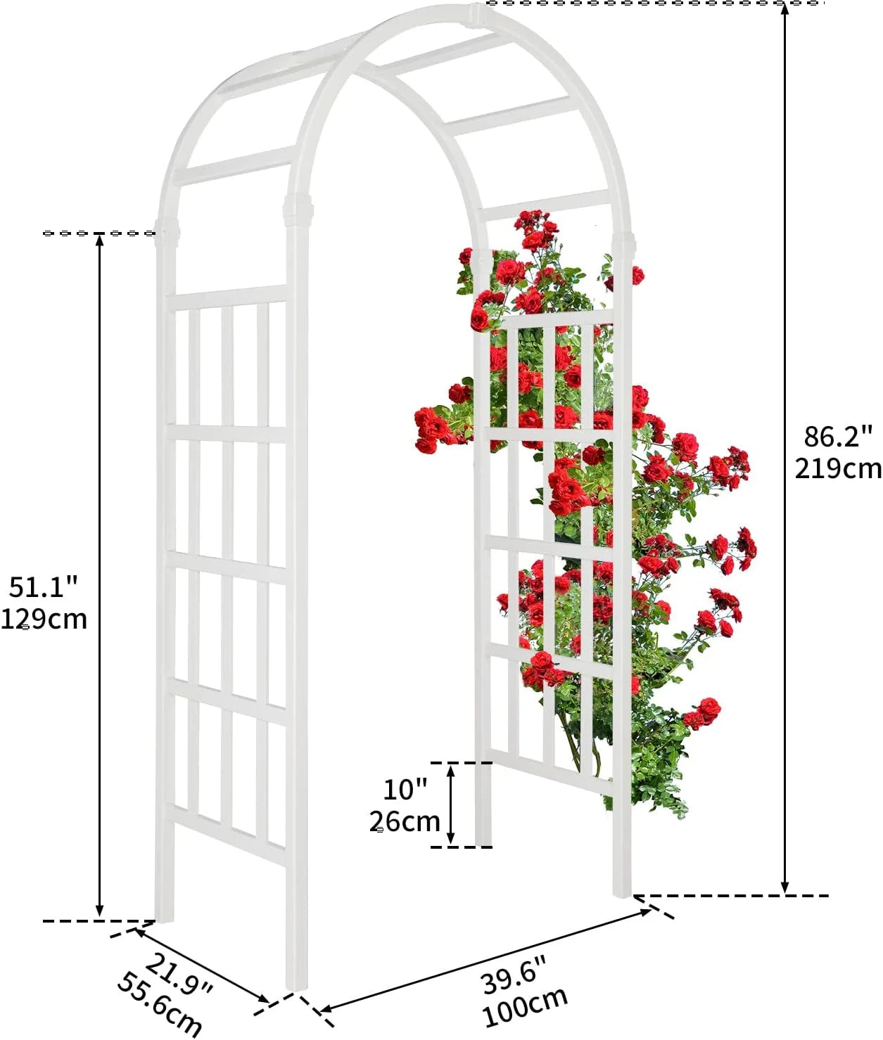 GFNXYI Vinyl Garden Arbor, PVC Wedding Arch for Ceremony Party, Garden Trellis for Climbing Plants Outdoor, Arch Backdrop Stand for Garden, Backyard, Lawn (Black)