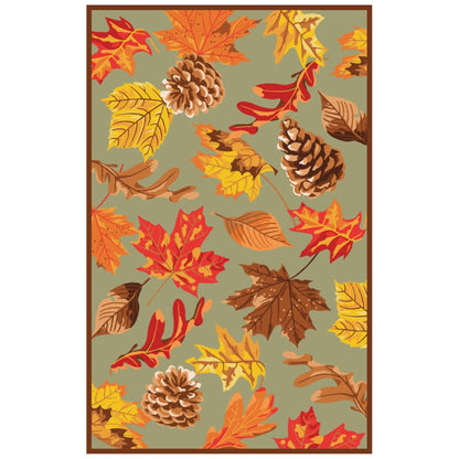 Liora Manne Ravella Area Rug Moss Falling Leaves Indoor Outdoor 70% Polypropylene