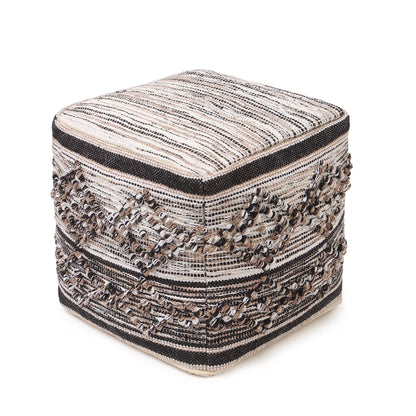REDEARTH ? Tufted Pouf Ottoman with Filler Textured Storage Cube Bean Bag Pouffe Footrest for Living Room, Bedroom, Nursery, Kidsroom; 100% Cotton (17.5"X17.5"X17.5", Diamond Virgule)