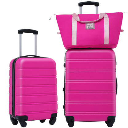 UBesGoo 24" Expandable Hardside Luggage Set with 13" Travel Bag, Pink