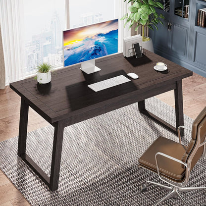 Executive Desk, 55 Inches Solid Wood Computer Desk with Drawer for Home Office