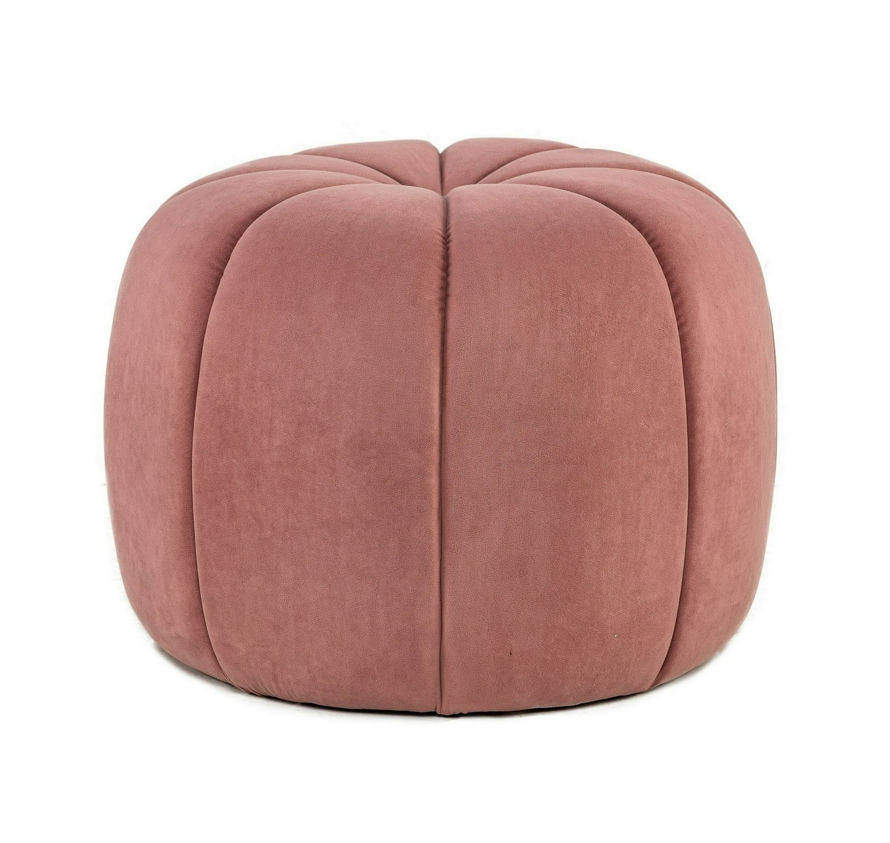 White Boucle with Stripes Pouf Vintage Style Living Room