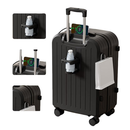 20" Expandable Luggage with Spinner Wheels+UBS+Cup Holder+Side Hooks ,ABS+PC,Multifunctional Suitcases with Wheels(BLUE)