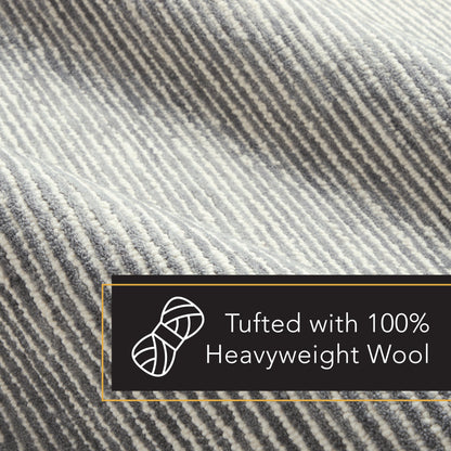 TOWN & COUNTRY LUXE Rita Ribbed Textured Hand Tufted 100% Wool Area Rug, Grey/Blue/Ivory, 5'x7'