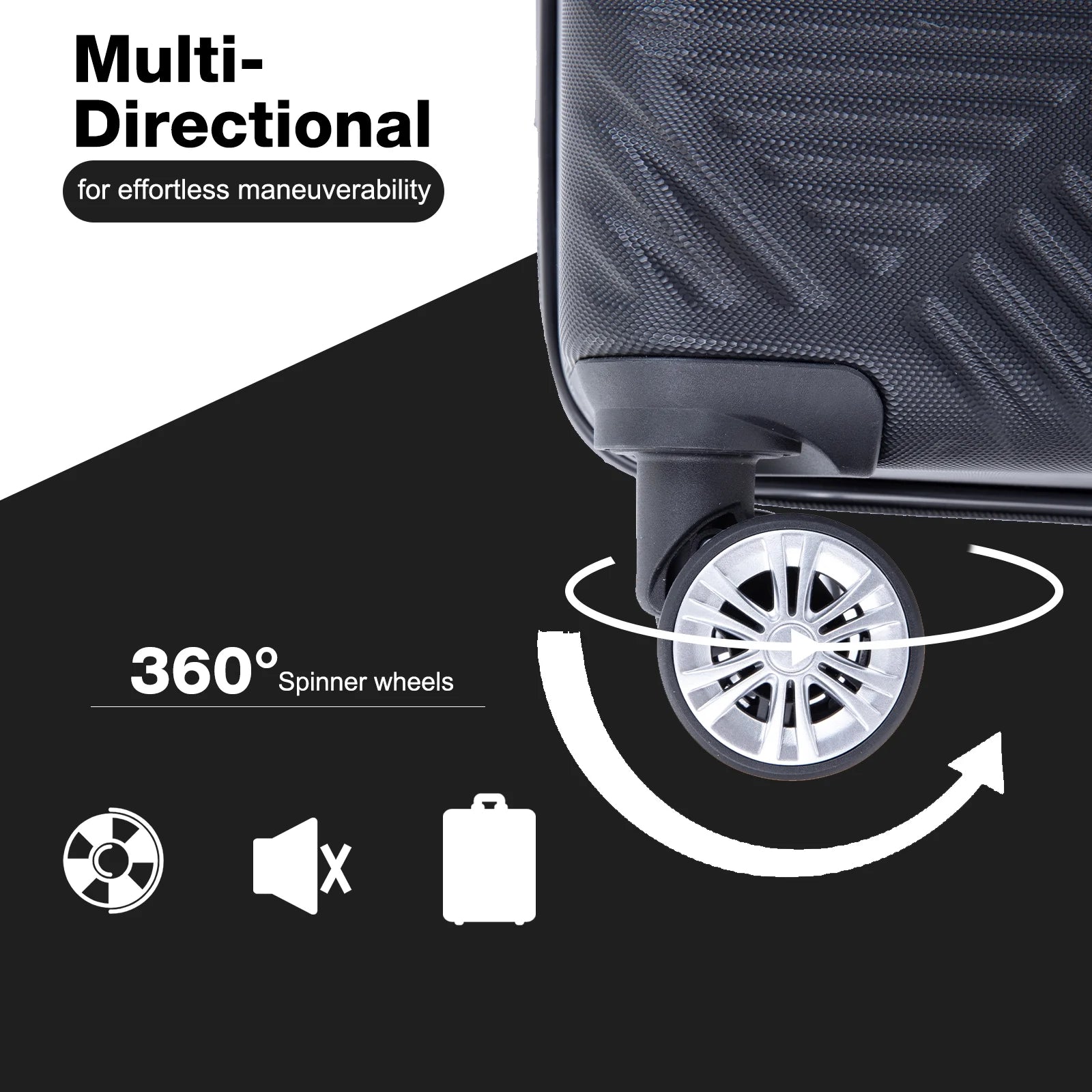 Tripcomp Luggage Sets 4 Piece Suitcase Set (14/20/24/28)Hardside Suitcase with Spinner Wheels Lightweight Carry on Luggage(Black)