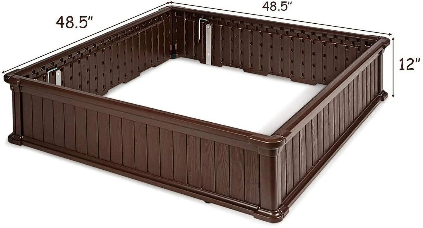 Tumis Raised Garden Bed, Planter for Flower Vegetables, Outdoor Plant Box Patio Backyard, Easy Assembly (48.5''Lx48.5''Wx12''H, White)