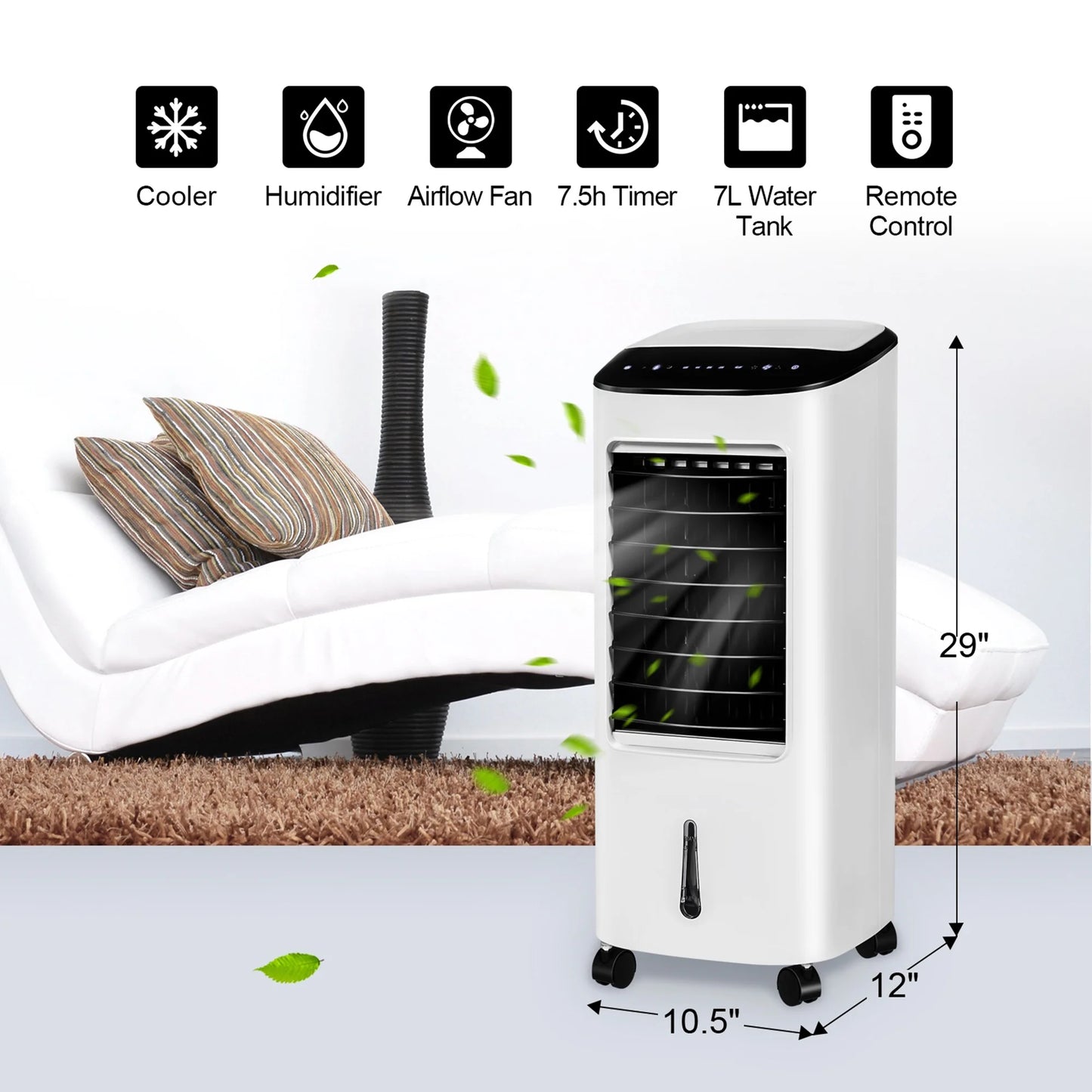 Gymax Home Office 3-in-1 Evaporative Air Cooler Fan with Remote Control 7.5 H Timer