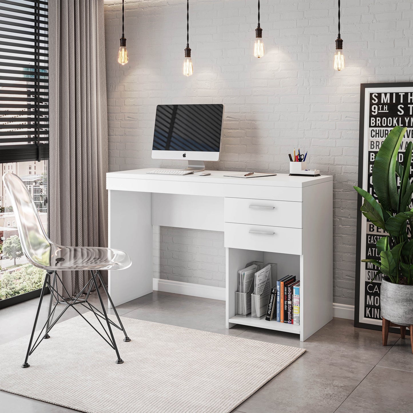 Techni Mobili Home Office Computer Desk with Storage, Espresso