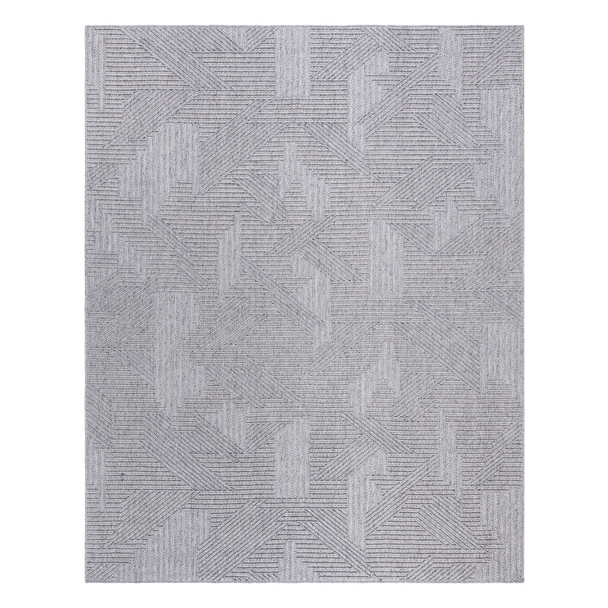 Gertmenian Malini Devyn Charcoal Gray Modern Geometric Tonal Polyester High-Low Indoor Area Rug, 5x8
