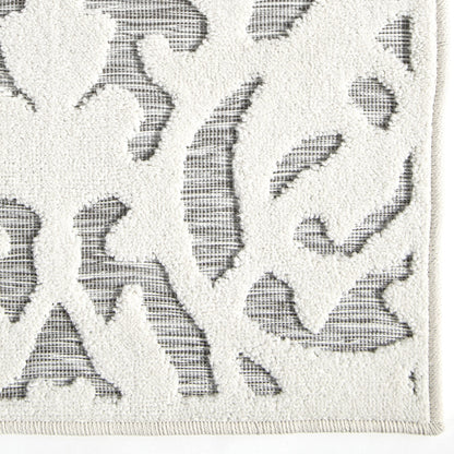 My Texas House Lady Bird, Modern Farmhouse, Damask, Indoor Outdoor Area Rug, Natural Gray, 5'3" x 7'6"