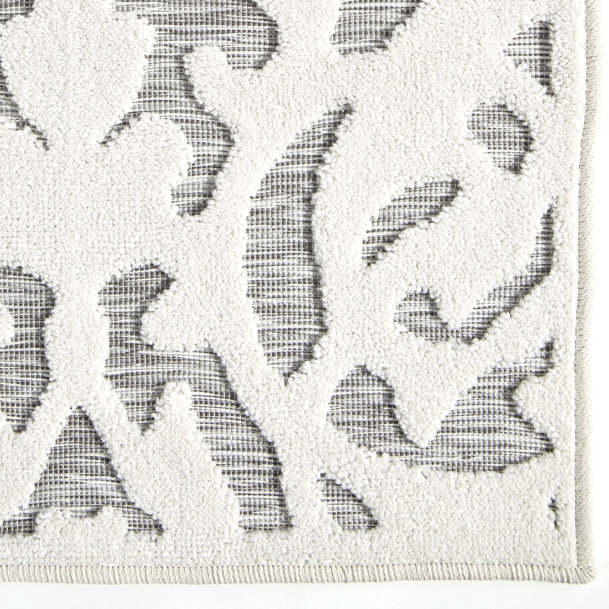 My Texas House Lady Bird, Modern Farmhouse, Damask, Indoor Outdoor Area Rug, Natural Gray, 5'3" x 7'6"