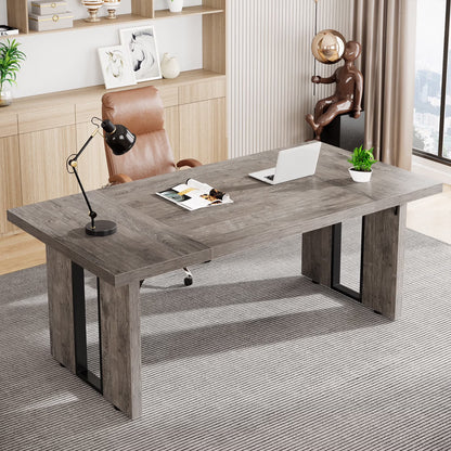 Tribesigns 70.9 Inch Executive Computer Desk, Large Study Writing Table for Home Office, Grey