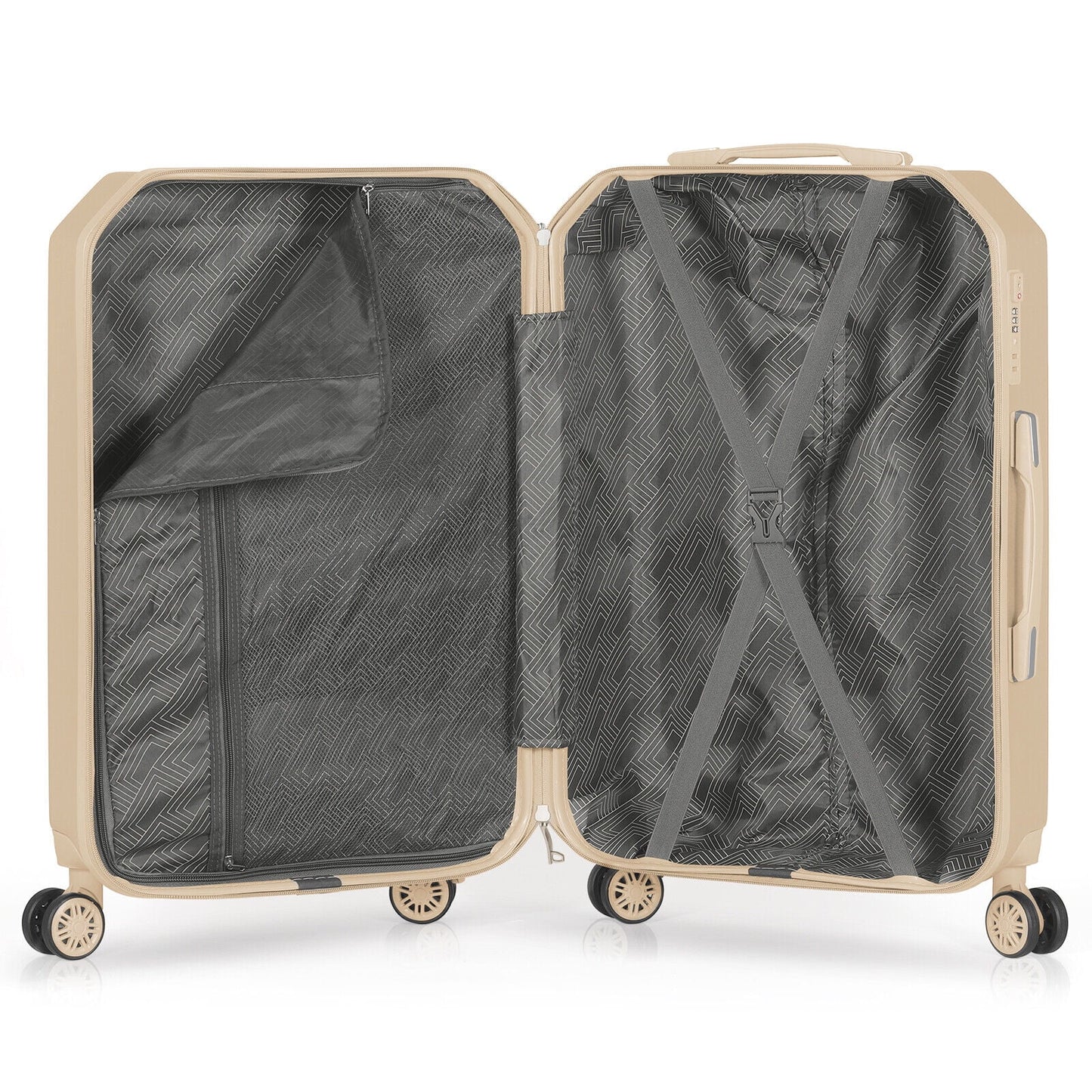 Hikolayae Crossroad Collection Hardside Spinner Luggage Sets in Beige, 5 Piece - TSA Lock