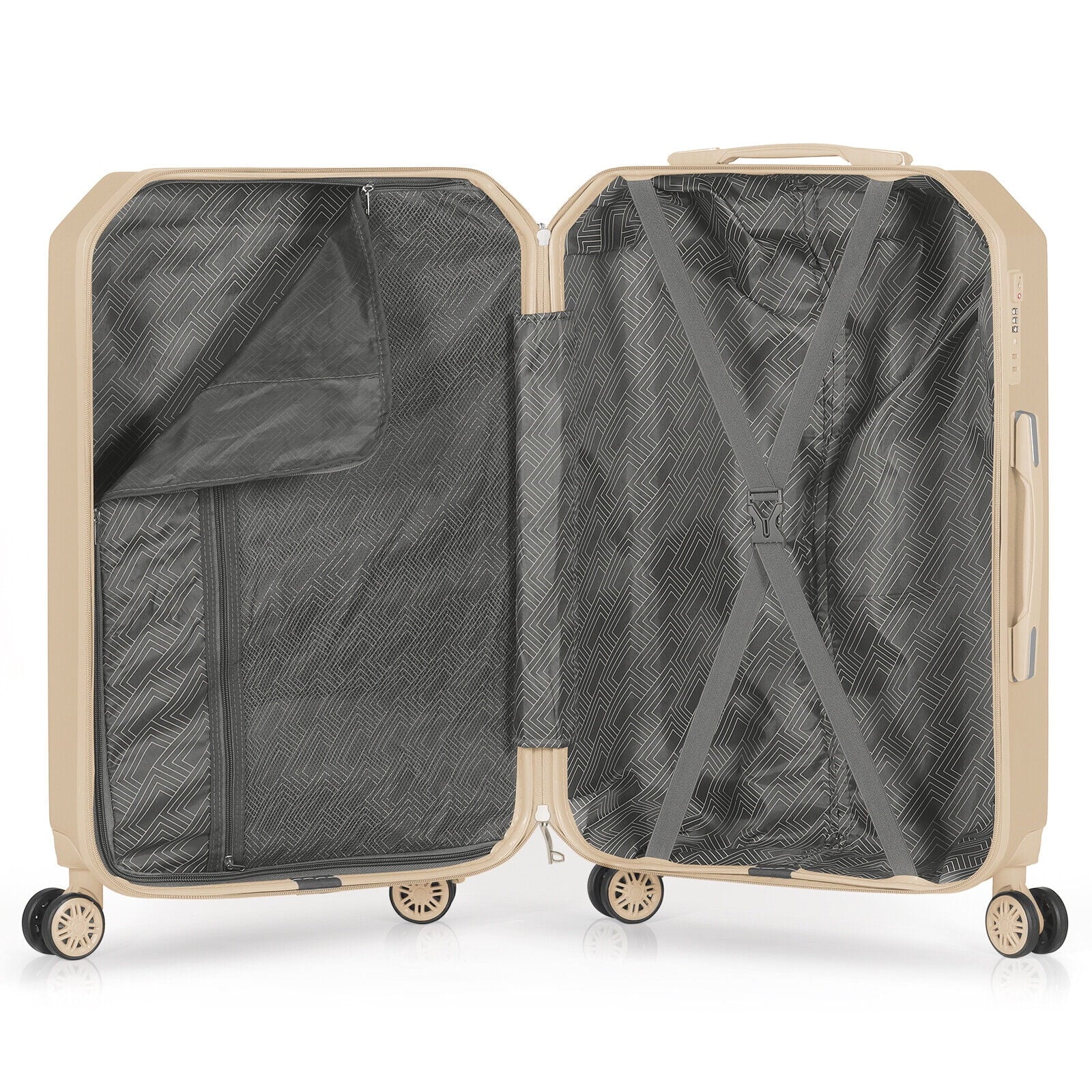 Hikolayae Crossroad Collection Hardside Spinner Luggage Sets in Beige, 5 Piece - TSA Lock
