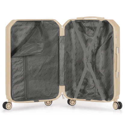 Hikolayae Crossroad Collection Hardside Spinner Luggage Sets in Beige, 5 Piece - TSA Lock