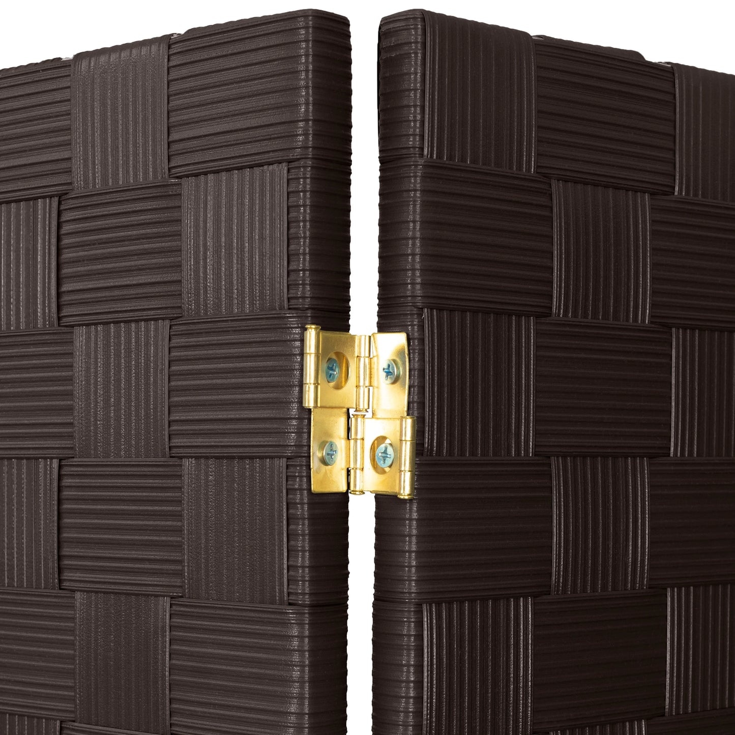 Red Lantern 6 ft. Tall Woven Fiber Outdoor All Weather Room Divider - 3 Panel - Dark Brown