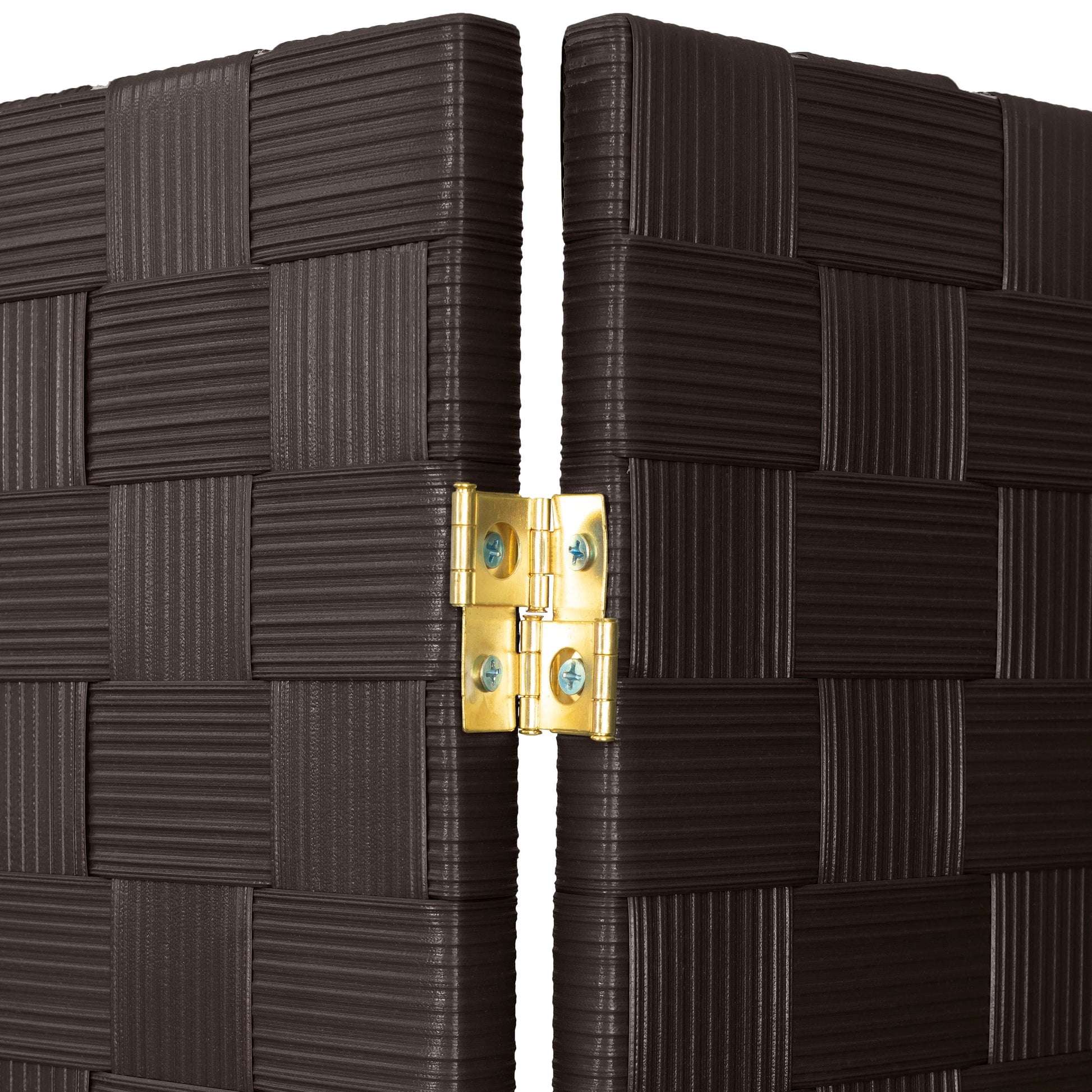 Red Lantern 6 ft. Tall Woven Fiber Outdoor All Weather Room Divider - 3 Panel - Dark Brown